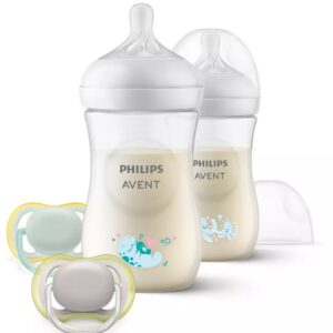 AVENT SCD837/11 Zestaw 2 butelek Responsywnych Natural 260 ml dekor + smoczek Ultra Air 0-6m