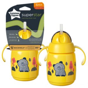 TT 447831 Kubek ze słomką i uchwytami Superstar 300ml. 6m+ żółty