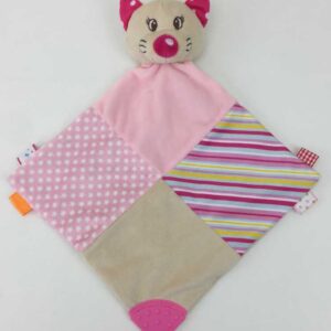 BABY MIX STK-18984 Przytulanka z gryzakiem kotek różowy (szeleścik) 37192
