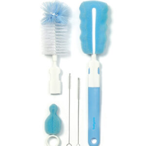 B.O.735/01 Zestaw szczotek do butelek i smoczków z wymienną rączką niebieski TAKE CARE
