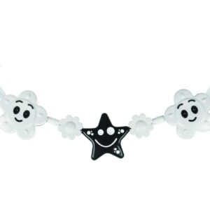 TULLO 179 Zawieszka do wózka czarno-biała 2x kwiatek 1x gwiazdka