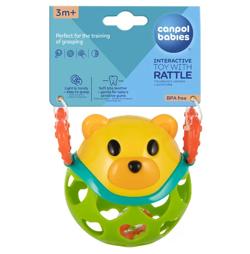 CANPOL 79/101 Interaktywna zabawka z grzechotką miś zielony - obrazek 3