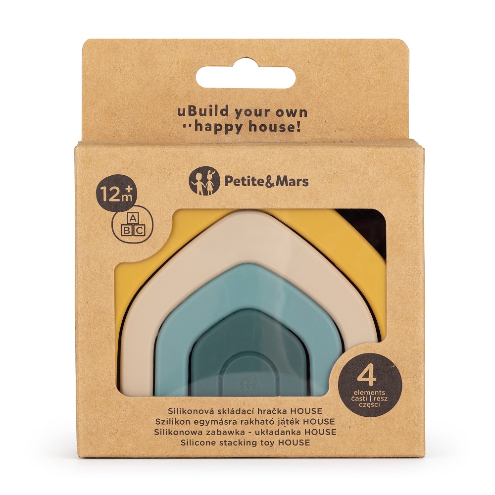 PETITE&MARS 600819 Silikonowa zabawka - układanka House Intense Ochre - obrazek 4