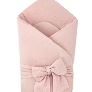 KIECZMERSKI Rożek niemowlęcy z kokardą MUŚLIN BAWEŁNIANY pudrowy róż bawełna 100%