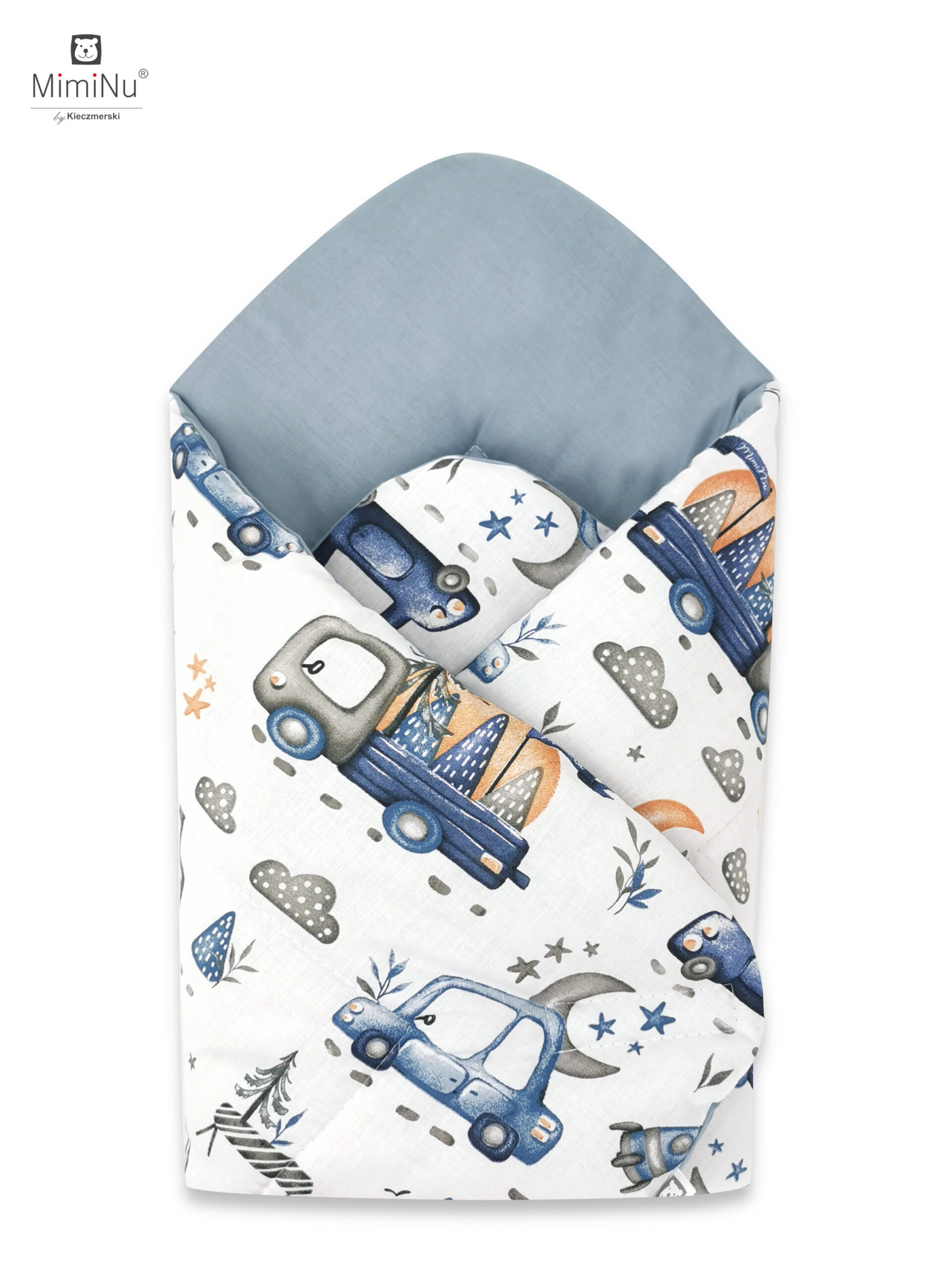 KIECZMERSKI Rożek standard 75x75 cm MIMINU DESIGN Samochodziki niebieskie bawełna 100%