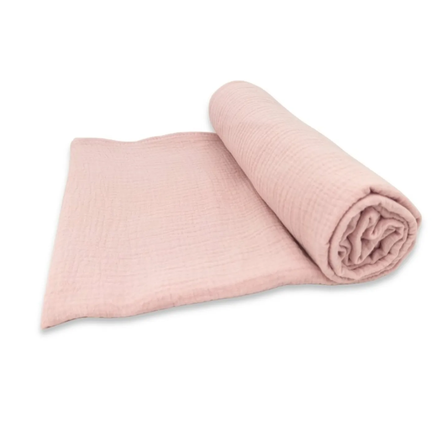 KIECZMERSKI Otulacz 120x120 MUŚLIN BAWEŁNIANY bawełna 100% pudrowy róż