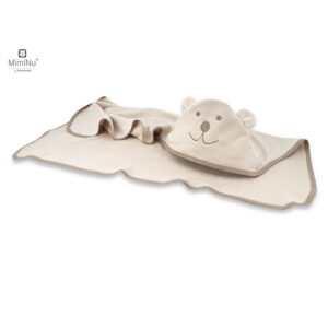 KIECZMERSKI Okrycie - ręcznik bambusowy 100x100 MIŚ z haftem i uszami beż