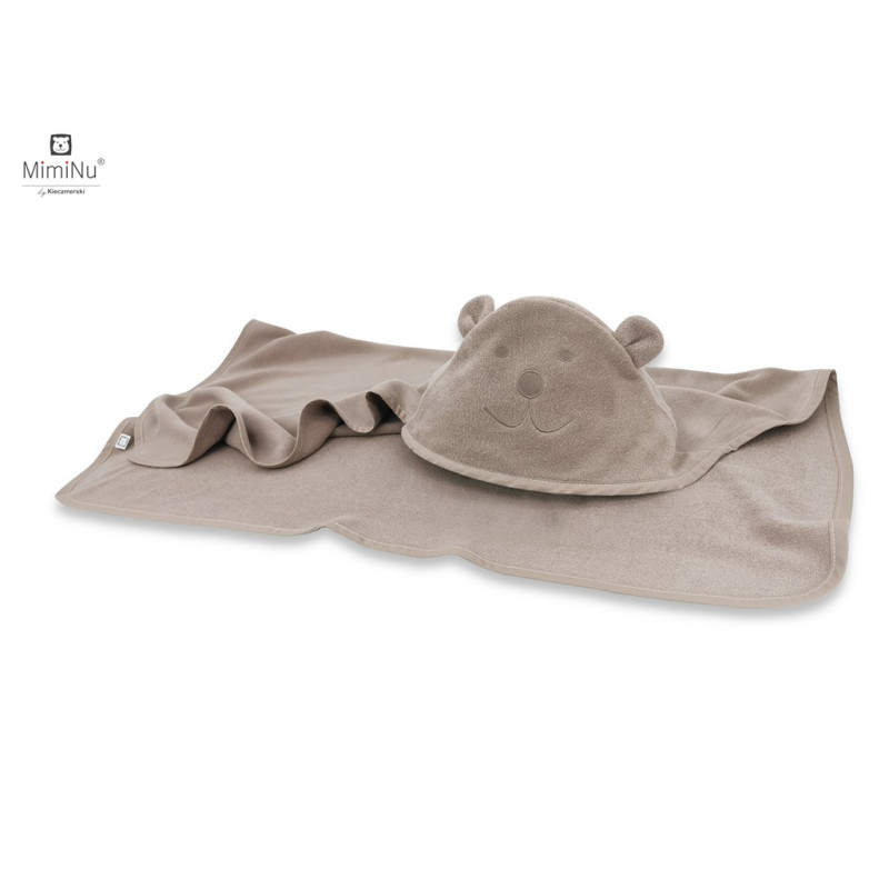 KIECZMERSKI Okrycie - ręcznik bambusowy 100x100 MIŚ z haftem i uszami mocca