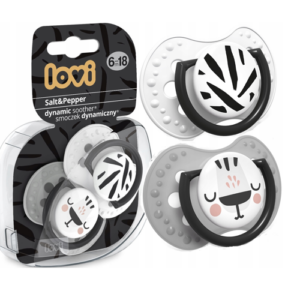 LOVI 22/877 Smoczek silikonowy dynamiczny 0-3 m 2 szt. Salt&Pepper