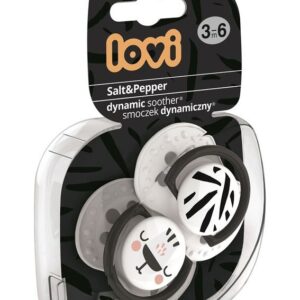 LOVI 22/878 Smoczek silikonowy dynamiczny 3-6 m 2 szt. Salt&Pepper